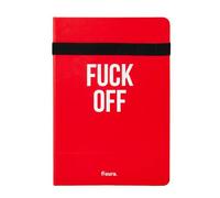 Fisura - Cuaderno A5 original “F*ck off”. Libreta A5 rígida con hojas con puntos. Con goma elástica para 2 bolígrafos. Notebook A5. 80 páginas. Papel de 80 gr.