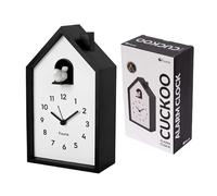 Fisura - Despertador Cuco casita Blanco y Negro, Despertador analógico Original, de Agujas con botón de Snooze y luz. 3 Pilas AA (no Incluidas)