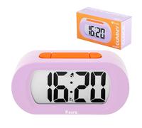 Fisura - Despertador Digital Lila y Naranja. Reloj Despertador Digital con Pantalla LED. 12/24 Horas con retroiluminación. Reloj de Dormitorio con Pilas (3 Pilas AAA no Incluidas)