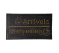 Fisura - Felpudo de goma original Arrivals/departurres. Negro y amarillo. Interior con puntas. 70 x 40 cm.
