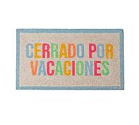 FISURA - Felpudo Entrada casa “Cerrado por Vacaciones” de Coco con Base Antideslizante de PVC. Felpudo Original Multicolor Pintado a Mano. Medidas : 70 cm x 40 cm