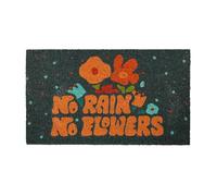 Fisura - Felpudo Entrada casa “no Rain no Flowers” de Coco con Base Antideslizante de PVC. Felpudo Exterior Original. Pintado a Mano. Medidas:70 cm x 40 cm