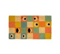 Fisura - Felpudo Original “Ojos” de Coco con Base Antideslizante de PVC. Felpudo Entrada casa. Estampado de Cuadros. Pintado a Mano. Medidas: 70 cm x 40 cm.