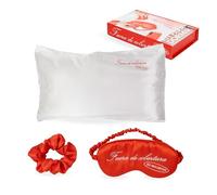 Fisura - Kit de dormir “No molestar”. Incluye: Funda de almohada de satén 50x70 cm, coletero suave de satén y antifaz de dormir. Regalo original para mujer