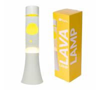 Fisura - Lámpara de lava amarilla. Lámpara de lava de 30 cm con base blanca, líquido transparente y lava amarilla. Lámpara efecto relajante. 9x9x30 cm