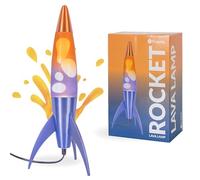 Fisura - Lámpara de lava azul “rocket”. Base blanca, líquido azul y lava blanca. Lámpara de lava retro con bombilla de repuesto. 20 cm x 20 cm x 45 cm. (Rocket, degradado azul)