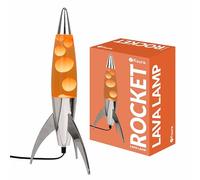 Fisura - Lámpara de lava azul “rocket”. Base blanca, líquido azul y lava blanca. Lámpara de lava retro con bombilla de repuesto. 20 cm x 20 cm x 45 cm. (Rocket, naranja)