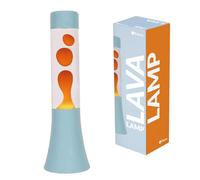 Fisura - Lámpara de lava azul y naranja de 30 cm. Lámpara decorativa relajante. Diseño original para hogar. Regalo original retro. Base azul y líquido naranja. 9x9x30 centímetros.