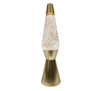 Fisura - Lámpara de lava bullet en diferentes colores. Lámpara efecto relajante. Con bombilla de repuesto. 11,5 cm x 11,5 cm x 40 cm. Dorada y purpurina
