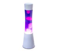 Fisura - Lámpara de lava en diferentes colores. Lámpara efecto relajante. Con bombilla de repuesto. 11 cm x 11cm x 39,5 cm. Blanca y morada