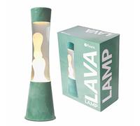 Fisura - Lámpara de lava “Jade”. Base jade, líquido transparente y lava blanca. Lámpara efecto relajante. Con bombilla de repuesto. 11 cm x 11cm x 39,5 cm.