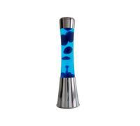 Fisura - Lámpara de lava. Lámpara de noche dormitorio con base plateada cromada con diferentes colores. Medidas 11 cm x 11 cm x 39,5 cm. Con bombilla de repuesto Azul