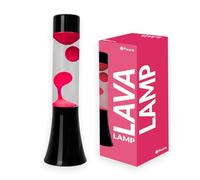 Fisura - Lámpara de lava rosa. Lámpara de lava de 30 cm con base negra, lava rosa y líquido transparente. Lámpara efecto relajante. Medidas: 9x9x30 cm