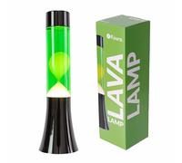 Fisura - Lámpara de lava verde. Lámpara de lava de 30 cm con base negra, líquido verde y amarillo. Regalo original retro. 9x9x30 centímetros.
