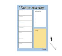 Fisura - Planner magnético nevera “family matters”. Planificador semanal con imán original. Incluye rotulador borrable. Organizador recordatorio para hogar. Lista de la compra. 30 cm x 45 cm.