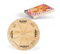 Fisura - Plato redondo para pizza de bambú con mensajes divertidos, diseño original para servir porciones iguales. Accesorio de cocina. Diámetro: 35 cm.