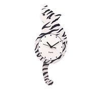 Fisura - Reloj de Gato con Cola. Reloj de Pared Original. Reloj de Pared silencioso de 46 x 8 centímetros. Madera y ABS. 1 Pila AA (no incluida) (Atigrado)