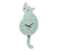 Fisura - Reloj de gato con cola. Reloj de pared original. Reloj de pared silencioso de 46 x 8 centímetros. Reloj de péndulo de madera y ABS. 1 Pila AA (no incluida). Variedad de modelos. Verde menta