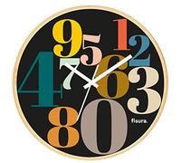Fisura - Reloj de Pared Original “Numbers”. Reloj de Cocina Moderno. Reloj de Pared Negro. 30 centímetros de diámetro. Madera y Cristal. 1 Pila AA.