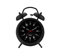 Fisura - Reloj Despertador analógico sin Tic-TAC. con luz de Led Nocturna. Metal y ABS. Medidas: 11,7 x 5,5 x 16. Esfera de 9 centímetros (Negro)