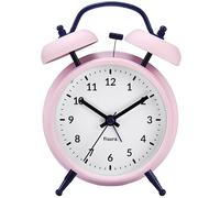 Fisura - Reloj Despertador analógico sin Tic-TAC. con luz de Led Nocturna. Metal y ABS. Medidas: 11,7 x 5,5 x 16. Esfera de 9 centímetros (Rosa)