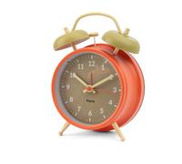 Fisura - Reloj despertador analógico sin tic-tac. Reloj despertador con luz de Led nocturna. Esfera 9 centímetros. Variedad de colores. Beige y naranja