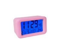 Fisura - Reloj despertador digital con LED. Reloj indicador de fecha y temperatura. Reloj con 2 alarmas y botón Snooze. 2 Pilas AAA. Goma ABS. Variedad de colores Rosa