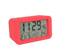 Fisura - Reloj Despertador Digital Rojo con Led. Reloj indicador de Fecha y Temperatura. 2 alarmas. Botón Snooze. 2 Pilas AAA.Goma ABS. Medidas:12x5,5x7