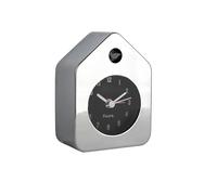 Fisura - Reloj Despertador Mini casita Cromado. Alarma analógica sin Tic-TAC, Original. Despertador pequeño. Dimensiones 9,7 cm x 7,3 cm x 4,5 cm. 1 Pila AA