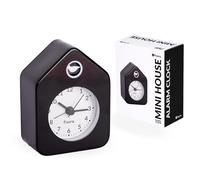 Fisura - Reloj Despertador Mini casita Negro y Blanco. Reloj Despertador analógico sin Tic-TAC. Alarma pequeña Original. 9,7 cm x 7,3 cm x 4,5 cm. 1 Pila AA