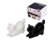 Fisura - Salero y pimentero original “gatos”. Set de sal y pimienta para la mesa y cocina con forma de perros. Juego de salero y pimentero de cerámica. Diseño original decorativo. 10 x 8 cm