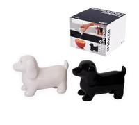 Fisura - Salero y pimentero original “perros”. Set de sal y pimienta para la mesa y cocina con forma de perros. Juego de salero y pimentero de cerámica. Diseño original decorativo. 10 x 7 cm
