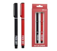 Fisura - Set de 2 bolis negros “F*ck off”. Pack de 2 bolígrafos originales con tinta negra. Bolis originales de metal con tapa. Bolígrafos de cuerpo metálico con tinta negra. Regalo original.