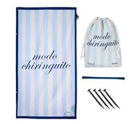 Fisura - Toalla de Playa Grande Azul con Mensaje “Modo chiringuito”. Toalla de Microfibra Ligera para Piscina, Playa, Camping o Picnic. Anti Arena. Secado rápido. Regalo Original. 180 x 100 cm