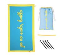 Fisura - Toalla de Playa Grande Azul “Yo no sudo, Brillo”. Toalla de Microfibra Ligera para Piscina, Playa, Camping o Picnic. Anti Arena. Secado rápido. Regalo Original. 180 x 100 cm