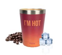 FISURA - Vaso termo original “I’m hot”. Vaso termo café para llevar granate degradado. Taza de café 310 ml. Taza térmica acero inoxidable. Libre de BPA. Taza coche.