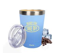 Fisura - Vaso termo original “Ready”. Vaso termo café para llevar azul. Taza de café 310 ml. Taza térmica acero inoxidable. Libre de BPA. Taza coche.