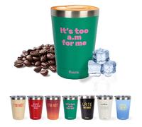 Fisura - Vaso termo original. Vaso termo café para llevar granate. Taza de café 310 ml. Taza térmica acero inoxidable. Libre de BPA. Para coche. (Too a.m, verde)