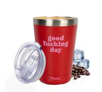 Fisura - Vaso termo original. Vaso termo café para llevar granate. Taza de café 310 ml. Taza térmica acero inoxidable. Libre de BPA. Para coche. (Day, rojo)