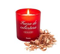 Fisura - Vela aromática original “Fuera de cobertura” en vaso. Vela de soja con aroma esencia de madera. Con caja de regalo. 40 horas de duración. 470 gramos. Regalo original.