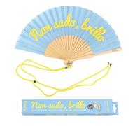 Fisura - Ventilador plegable de mano original con mensaje en italiano y alemán. Ventilador de mano original con colgador incluido (no sudo, azul)