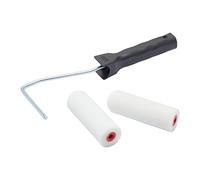 Fit For The Job Paquete de 2 mini rodillos de espuma de 4 pulgadas más marco para pintura de bricolaje con pinturas brillantes y satinadas, capa base e imprimación