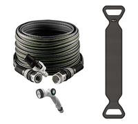 FITT FORCE PLUS 5/8" 15m, Manguera de Agua de Jardín, Ligera y Resistente, para Uso Intensivo con Lanza, Pistola Multifunción y Hose Caddy, Gris