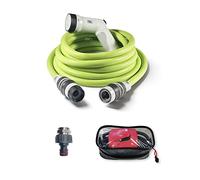 FITT IKON PLUS 15 m - Manguera de Agua de Jardín, Extensible, Ligera, con Pistola Multichorro, Soporte para Vallas y Adaptador de Grifo, Lime