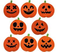 Fituenly 8 Posavasos con Forma De Calabaza, Tejidos a Mano, Absorbentes Y Antideslizantes, Ideales para Bebidas, Hogar, Escritorio O Mesa De Fiestas.