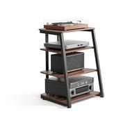 FITUEYES Design Mueble Tocadiscos de Madera y Metal Mueble HiFi para Tocadiscos Equipo HiFi Muebles HiFi con Estante Regulable Carga MAX. 50kg