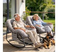 Fiutazge 2PCS Silla Mecedora XXL,Sillon Lectura para Interiores y Exteriores-Beige