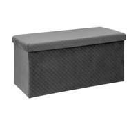 Five - 2 en 1 puf plegable doble y baúl de almacenamiento de terciopelo gris 76 x 38 cm