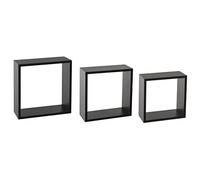 Five - Juego de 3 estantes de Pared flotantes Cubos de Color Negro Fijaciones Invisibles