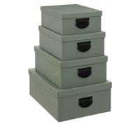 Five - Juego de 4 cajas de almacenamiento verde con aspecto de yute